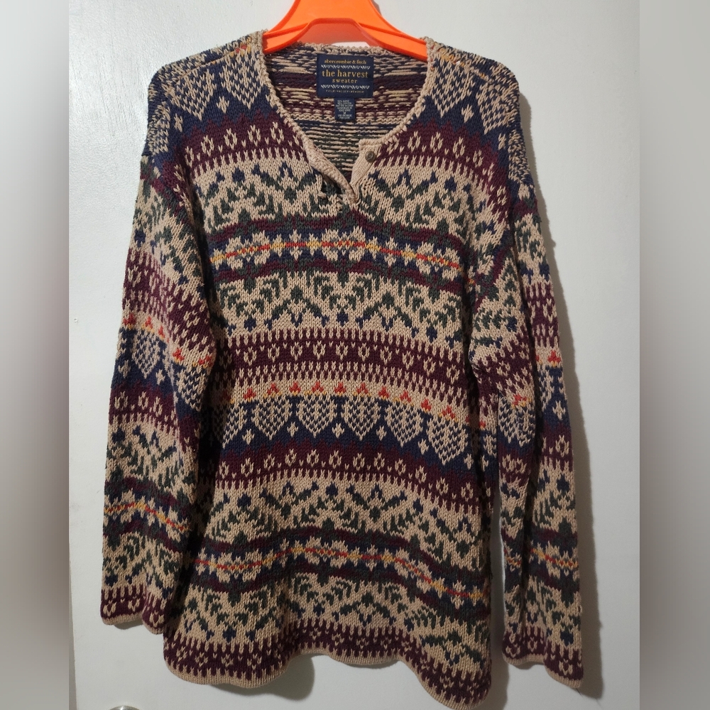 Vintage 90s Abercrombie & Fitch Harvest Sweater, Size M
